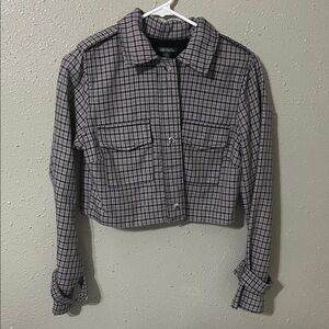 Wild Fable Black and Gray Checkered Utility Jacket